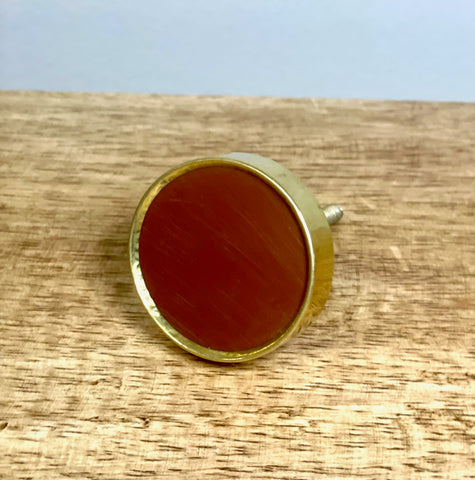 Brown Circle Resin & Brass Knob