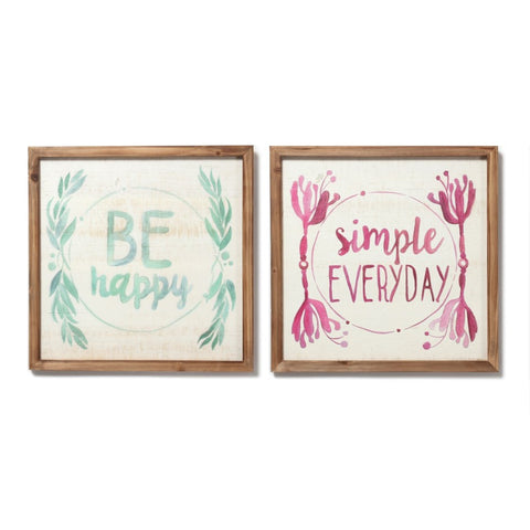 "Be Happy" & "Simple Everyday" Wall Plaques (2PC Set)