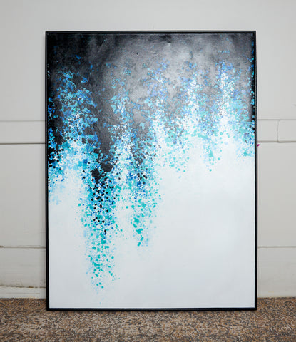 Abstract Black, Teal & Blue Bubbles Wall Art